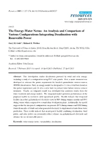 The Energy-Water Nexus: an Analysis and Comparison of Various Conﬁgurations Integrating Desalination with Renewable Power
