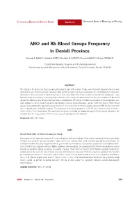 ABO and Rh Blood Groups Frequency in Denizli Province
