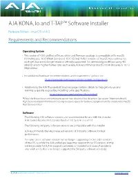 AJA KONA, Io and T-TAP™ Software Installer Release Notes - Macos V14.3 Requirements and Recommendations