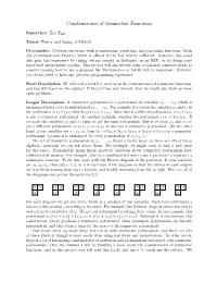 Combinatorics of Symmetric Functions