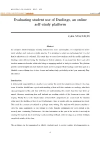 Evaluating Student Use of Duolingo, an Online Self―Study Platform