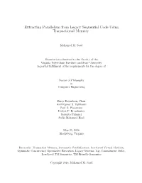 Extracting Parallelism from Legacy Sequential Code Using Transactional Memory
