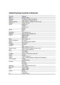 Global Roaming Countries & Networks