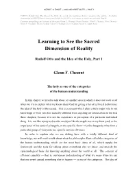 Learning to See the Sacred Dimension of Reality