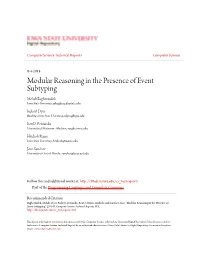 Modular Reasoning in the Presence of Event Subtyping Mehdi Bagherzadeh Iowa State University, Mbagherz@Iastate.Edu