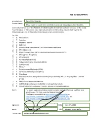 RED LIST DECLARATION Manufacturer: Product Name