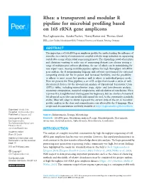 Rhea: a Transparent and Modular R Pipeline for Microbial Profiling Based on 16S Rrna Gene Amplicons