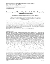 Spectroscopic and Thermal Degradation Study of Cow-Dung During Combustion and Pyrolysis