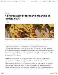 A Brief History of Form and Meaning in Pakistani Art - in Review -