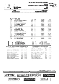 Final START LIST 5000 Metres MEN Loppukilpailu