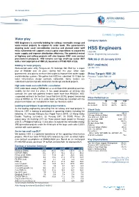 HSS Engineers Is Currently Bidding for Railway, Renewable Energy and Water-Related Projects to Expand Its Order Book
