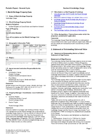 1. World Heritage Property Data 2. Statement of Outstanding Universal