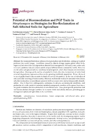 Potential of Bioremediation and PGP Traits in Streptomyces As Strategies for Bio-Reclamation of Salt-Aﬀected Soils for Agriculture