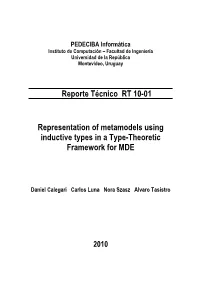 Reporte Técnico RT 10-01 Representation of Metamodels