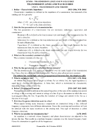 Ec6503 - Transmission Lines and Waveguides Transmission Lines and Waveguides Unit I - Transmission Line Theory 1