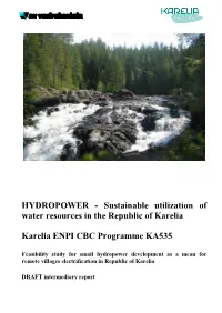 HYDROPOWER - Sustainable Utilization of Water Resources in the Republic of Karelia