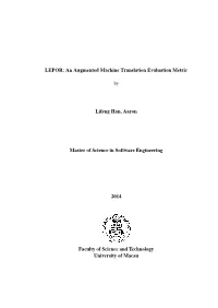 LEPOR: an Augmented Machine Translation Evaluation Metric Lifeng