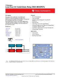 Low-Cost AC Solid-State Relay with Mosfets Reference Design