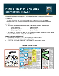 Print & Pre-Prints Ad Sizes