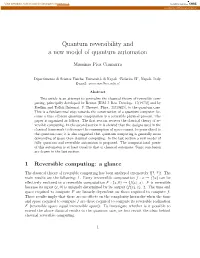 Quantum Reversibility and a New Model of Quantum Automaton