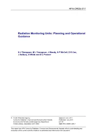 Radiation Monitoring Units: Planning and Operational Guidance