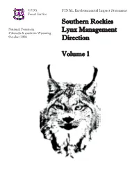 Southern Rockies Lynx Management Direction Volume 1