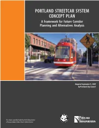 Streetcar System Concept Plan a Framework for Future Corridor Planning and Alternatives Analysis