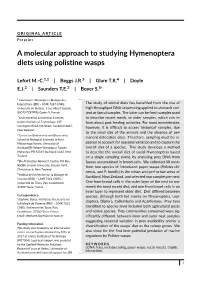 A Molecular Approach to Studying Hymenoptera Diets Using Polistine Wasps