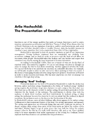 Arlie Hochschild: the Presentation of Emotion