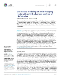 Generative Modeling of Multi-Mapping Reads with Mhi-C Advances Analysis of Hi-C Studies Ye Zheng1, Ferhat Ay2,3, Sunduz Keles1,4*