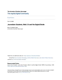 Journalism Students, Web 2.0 and the Digital Divide
