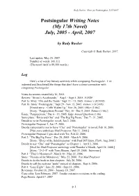 Notes for Postsingular, 5/25/2007