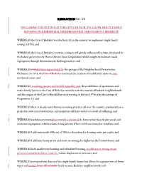 Resolution to End Exclusionary Zoning in Berkeley