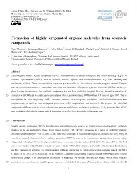 Formation of Highly Oxygenated Organic Molecules from Aromatic Compounds