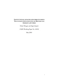 Glenn Morgan and Sigrid Quack CSGR Working Paper No 169/05