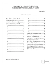 Glossary of Gemstone and Crystal Correspondences