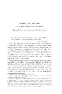 Molek: Dead Or Alive? the Meaning and Derivation of Mlk and Êìî