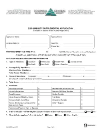 ZOO LIABILITY SUPPLEMENTAL APPLICATION (Complete in Addition to the ACORD Application)