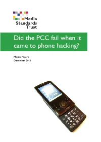 Did the PCC Fail When It Came to Phone Hacking?