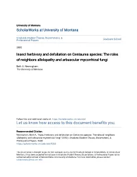 Insect Herbivory and Defoliation on Centaurea Species: the Roles of Neighbors Allelopathy and Arbuscular Mycorrhizal Fungi