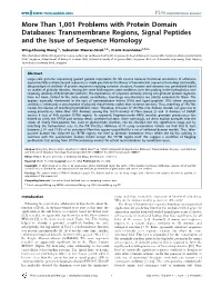 More Than 1,001 Problems with Protein Domain Databases: Transmembrane Regions, Signal Peptides and the Issue of Sequence Homology