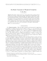 On Basic Concepts of Tropical Geometry O