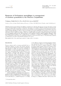 Response of Orthoptera Assemblages to Management of Montane Grasslands in the Western Carpathians