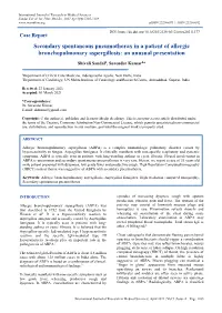 Secondary Spontaneous Pneumothorax in a Patient of Allergic Bronchopulmonary Aspergillosis: an Unusual Presentation