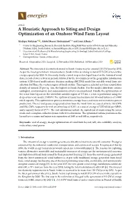 A Heuristic Approach to Siting and Design Optimization of an Onshore Wind Farm Layout