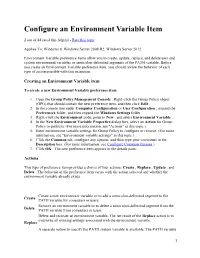 Configure an Environment Variable Item