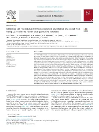 Exploring the Relationship Between Sanitation and Mental and Social Well- T Being: a Systematic Review and Qualitative Synthesis ∗ G.D