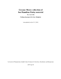 Graeme Moore Collection of Ian Hamilton Finlay Material Ms