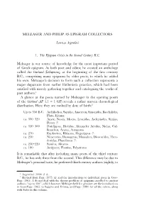 MELEAGER and PHILIP AS EPIGRAM COLLECTORS Lorenzo