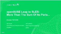 Opensuse Leap to SLES: More Than the Sum of Its Parts